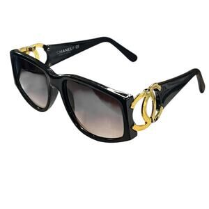 CHANEL CC Logo Sunglasses Black Gold Hardware  -AS IS